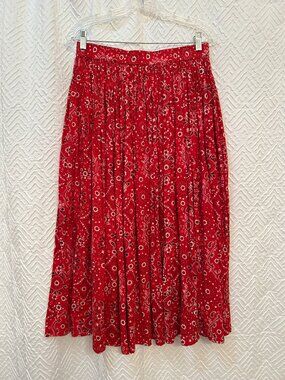 The Paragon Vintage Red Bandana Skirt Size M Boho Hippie Beach Patriotic